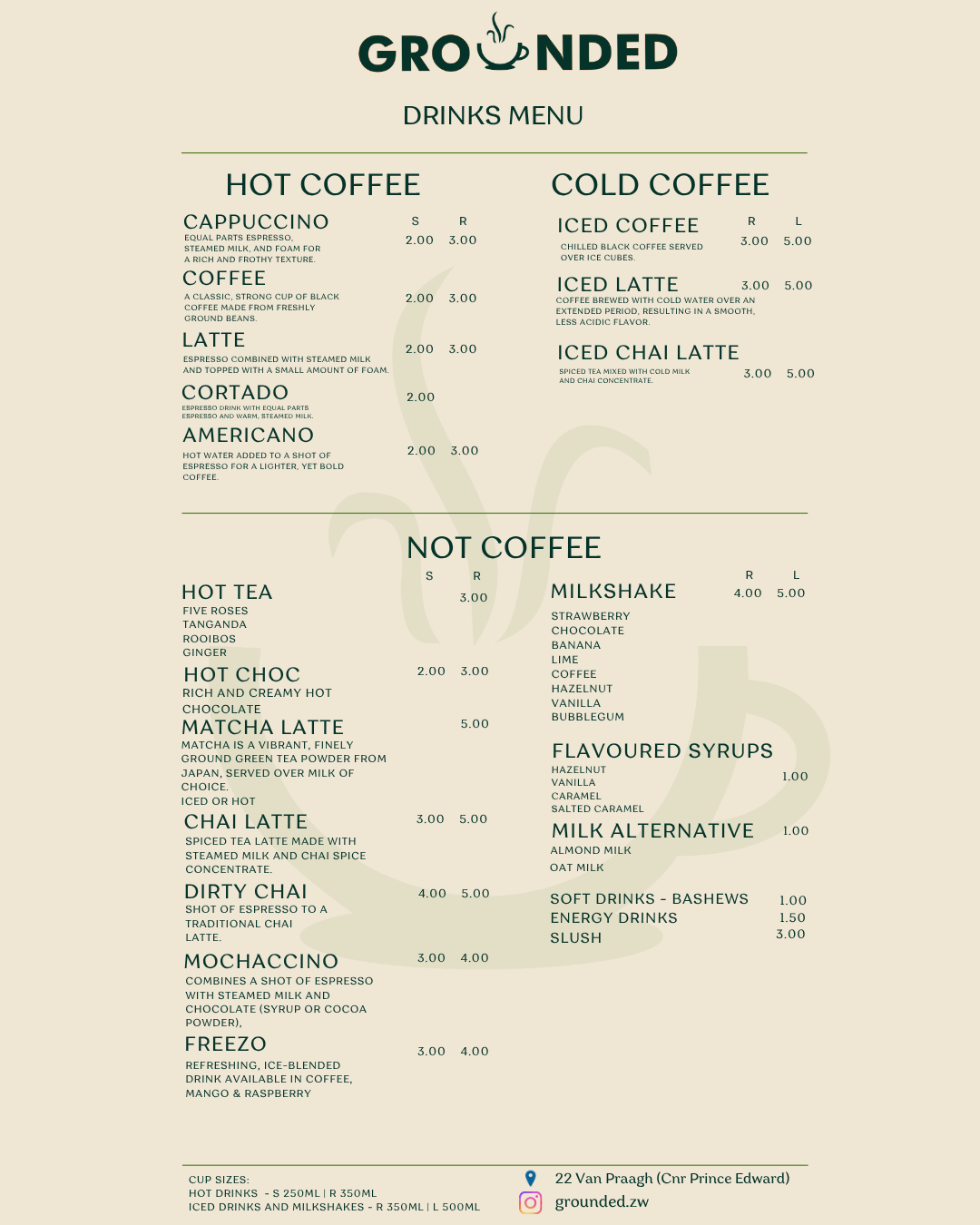 Grounded Food Menu